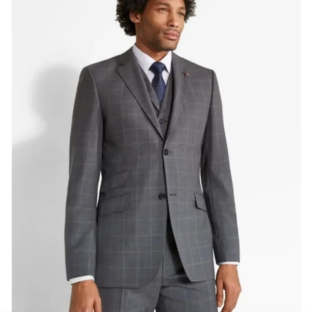 Ted Baker London Endurance Grey Check Wool Suit Jacket Blazer Sport Coat Men 36R